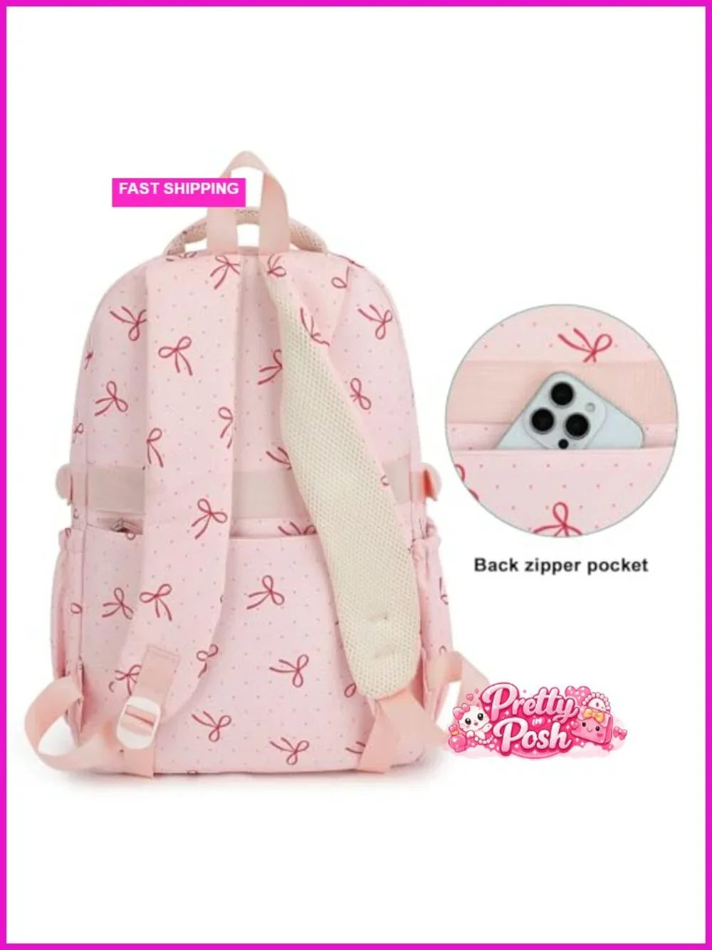 Water Resistant Polyester Backpack with Padded Laptop Sleeve for Kids School